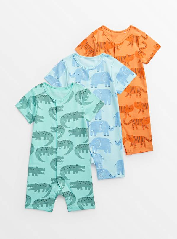 Bright Animal Print Rompers 3 Pack Up to 3 mths